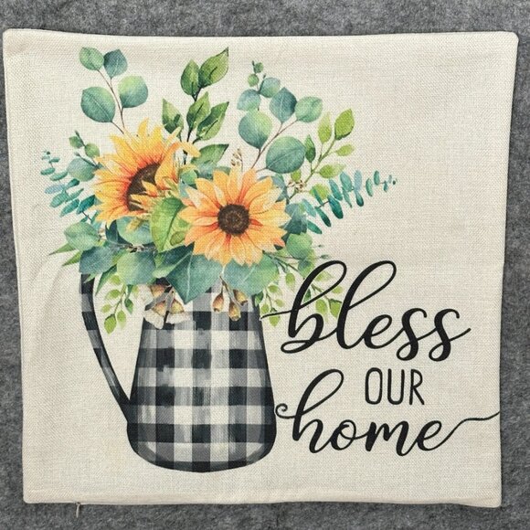 Fall Pillow Covers 18x18 (approximately) - Set of 4 Farmhouse - Home Sunflowers - Picture 9 of 9